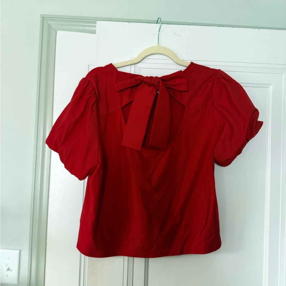 Nanette Lepore Red Blouse with Bow Detail